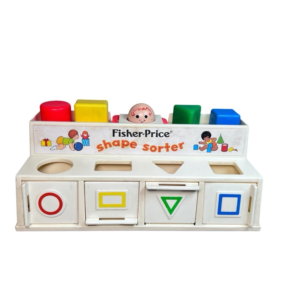 Vintage 1974 Fisher Price Shape Sorter Block Activity Center Educational 412 USA
